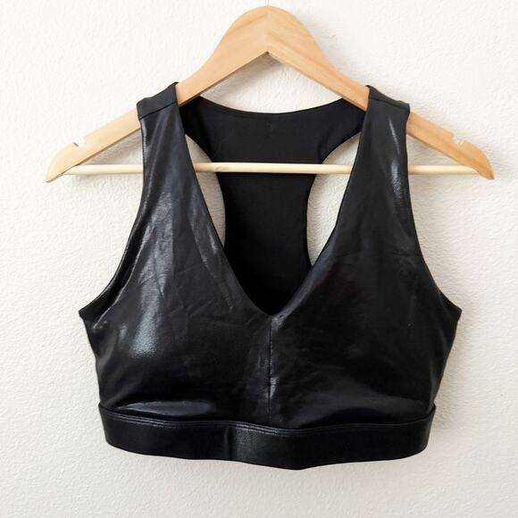 FABLETICS | On the Go Midi Sports Bra Faux Leather Look Back Cutout | Large - Picture 2 of 6